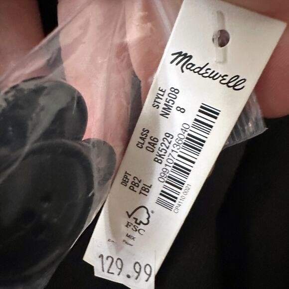 Madewell the Rosedale Blazer in Black‎ Crepe Double Breasted Women's Size 8 NEW - Picture 6 of 13